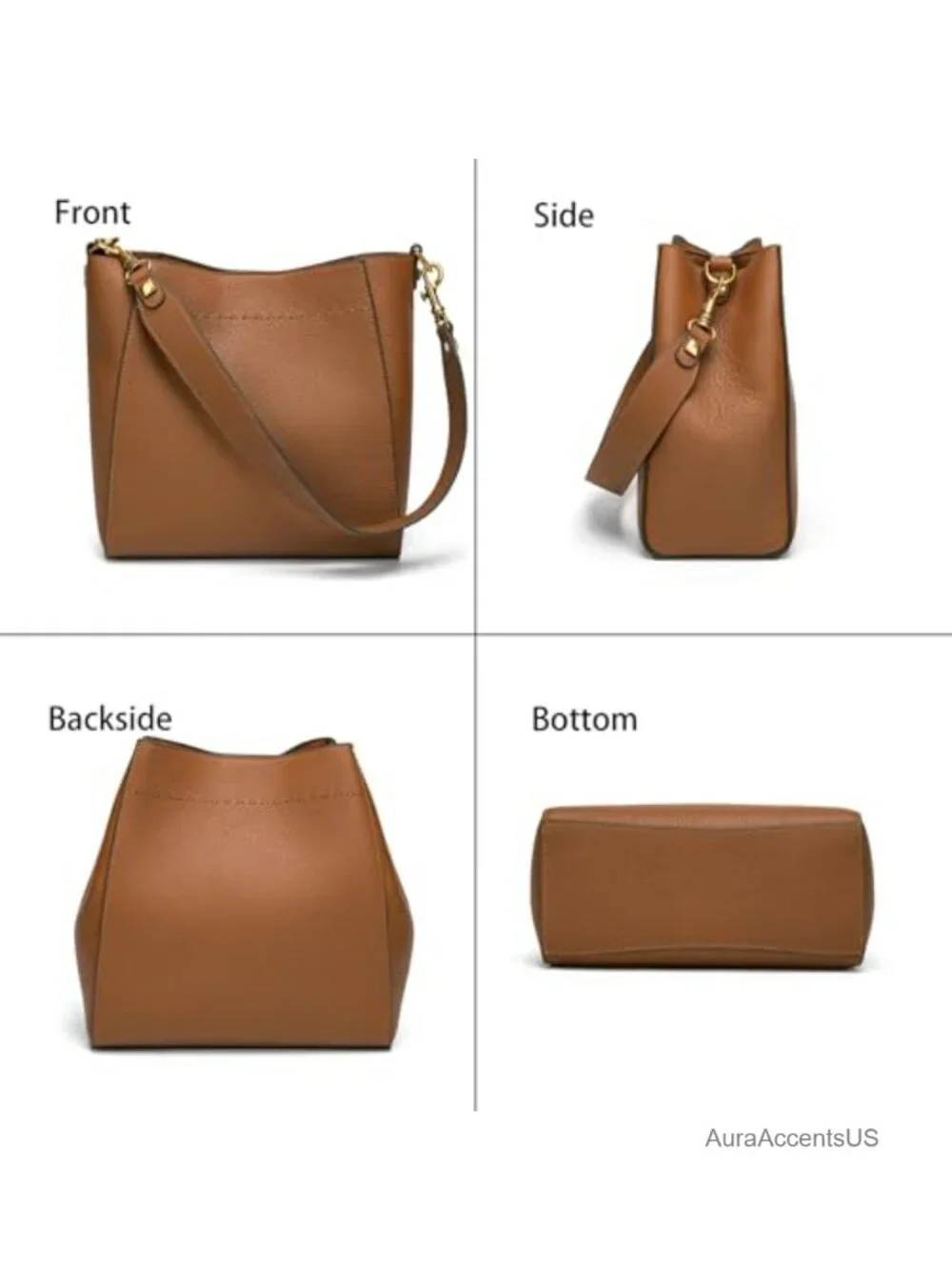 Genuine Leather Bucket Hobo Bag Women's Shoulder Tote Purse